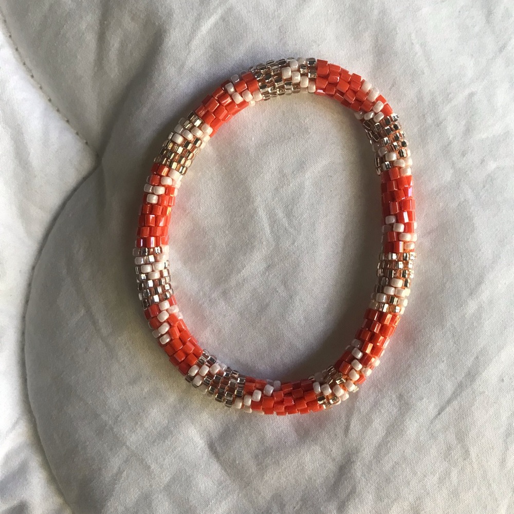 Orange, Silver, and White Bracelet